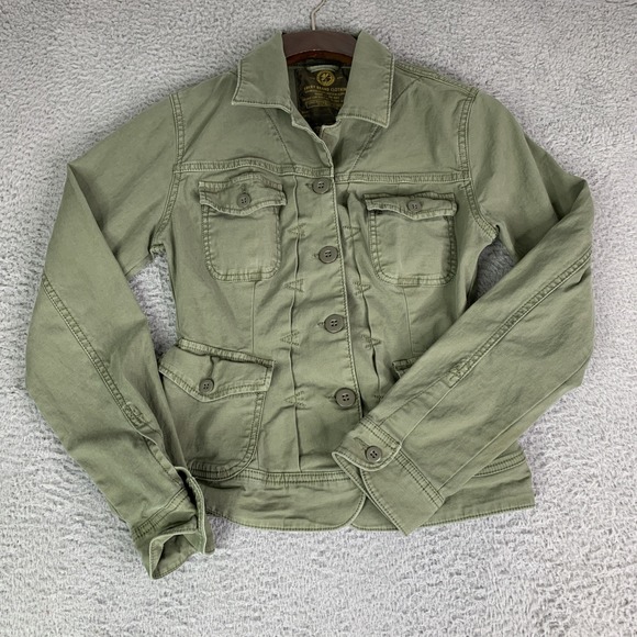 Lucky Brand Jackets & Blazers - Lucky Brand Jacket Women XS Olive Green Stretch Button Utility Military Y2K